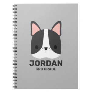 Cute Little French Bulldog with Personalised Name Notebook