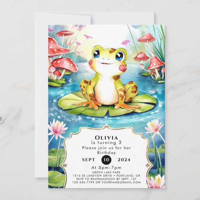 Cute Little Frog Birthday Invitation (Front)