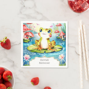 Cute Little Frog Birthday Napkin