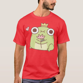 Cute Little Frog Prince Holding Flower T-Shirt