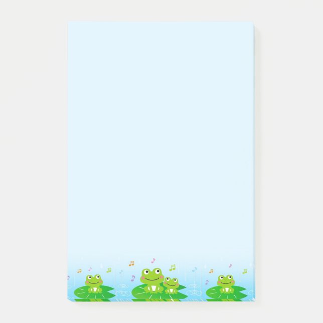 Cute Little Frogs on Light Blue Notes (Front)