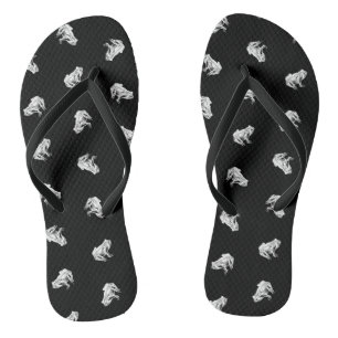 Cute Little Frogs Pattern Frog Art Design Black Thongs