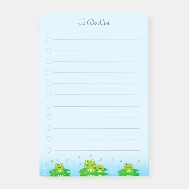 Cute Little Frogs To Do List on Light Blue Post-it Notes (Front)