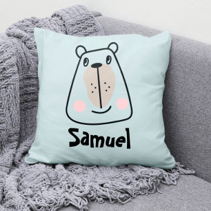 Cute little funny bear personalised cushion