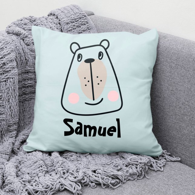 Cute little funny bear personalised cushion (Creator Uploaded)