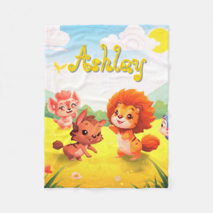 Cute Little Furry Animals on a Fleece Baby Blanket