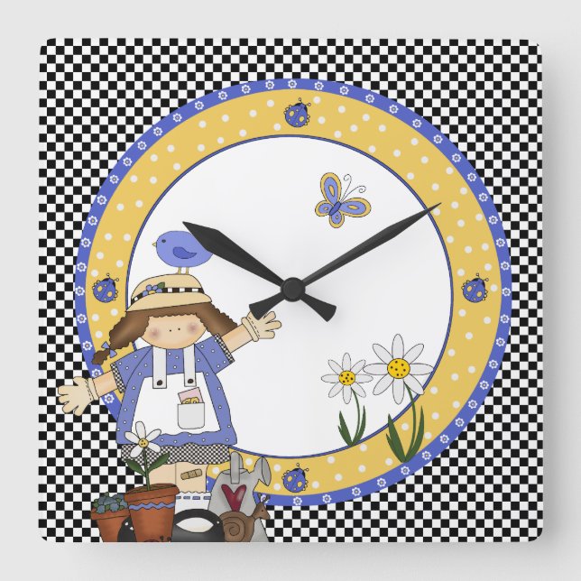Cute Little Gardener Wall Clock (Front)