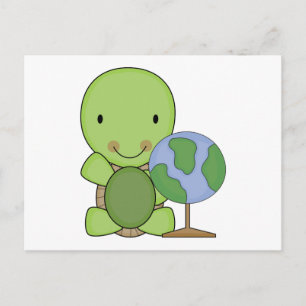 cute little geography turtle postcard