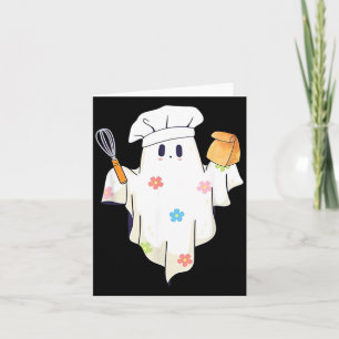 Cute Little Ghost Chef Funny Lunch Lady Cafeteria Card