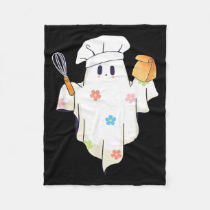 Cute Little Ghost Chef Funny Lunch Lady Cafeteria Fleece Blanket