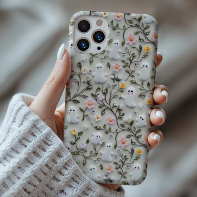 Cute Little Ghost Floral 3D Phone Case (Creator Uploaded)