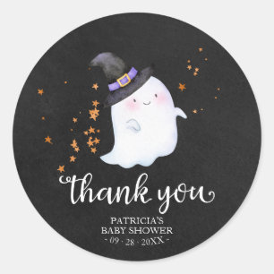 Cute Little Ghost Halloween Baby Shower Thank You  Classic Round Sticker