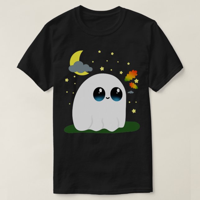 Cute Little Ghostie Fall Scene TShirt (Design Front)