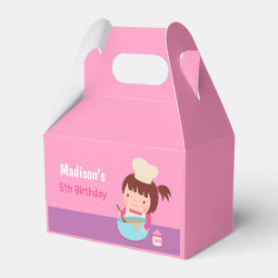 Cute Little Girl Baking Chef Birthday Party Favour Box