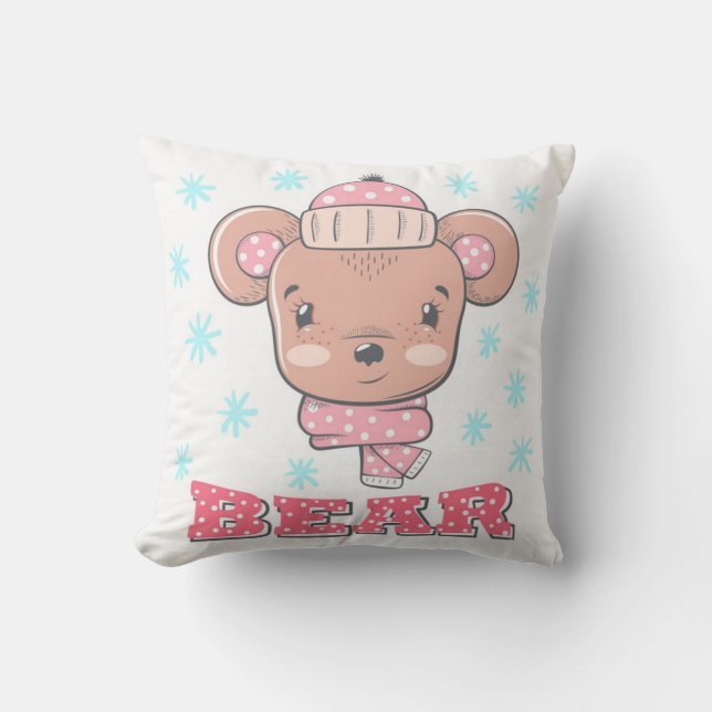 Cute Little Girl Bear Cushion (Front)