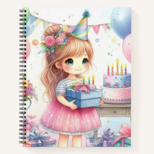 Cute Little Girl Birthday Party Spiral Notebook