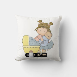 Cute Little Girl/Buggy and Doll Cushion