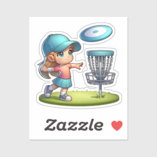 Cute Little Girl Disc Golf Cartoon