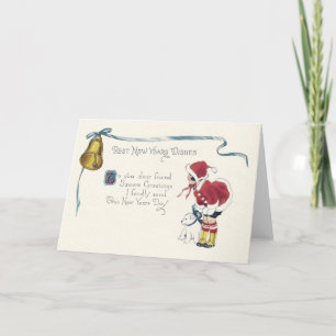 Cute Little Girl Dog Bell Holiday Card