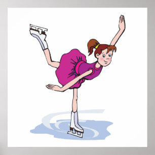cute little girl figure skater spinning poster