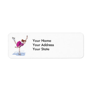 cute little girl figure skater spinning return address label