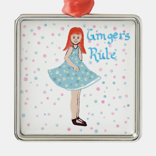 Cute Little Girl "Gingers Rule" Ornament (Front)