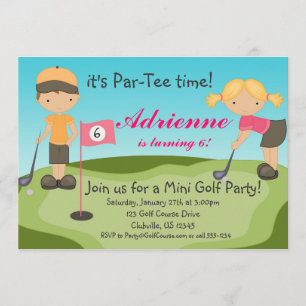 Cute Little Girl Golf Birthday Party Invitation