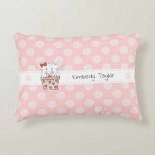 Cute Little Girl Hamster Pink Accent Pillow