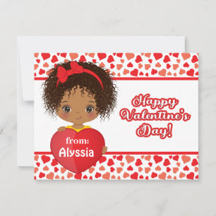 Cute Little Girl Holding St. Valentine Heart Card