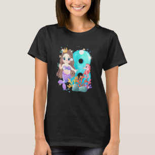 Cute Little Girl Mermaid Eight Years Bday 8th Birt T-Shirt