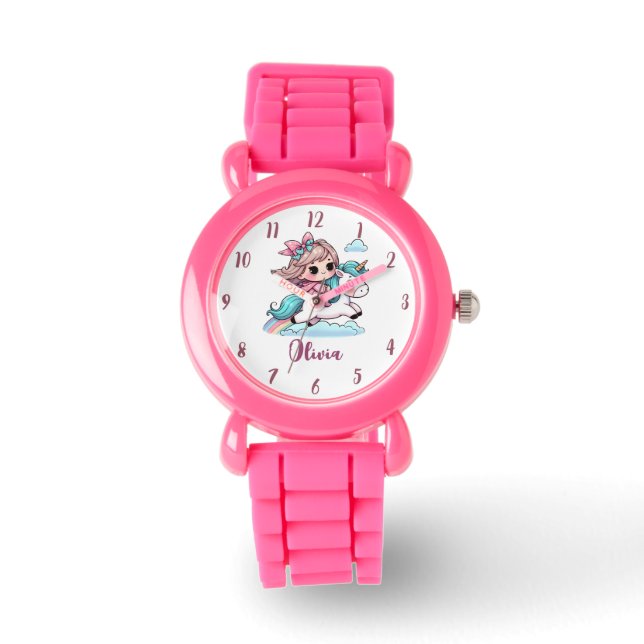 Cute Little Girl on Unicorn Watch (Front)