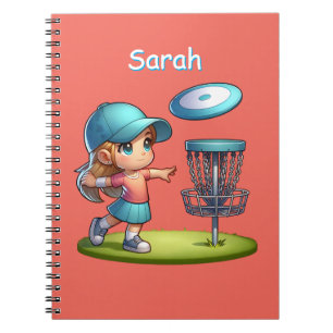 Cute Little Girl Playing Disc Golf Personalised Notebook
