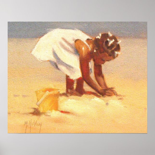 Cute little girl playing in sand poster (Front)