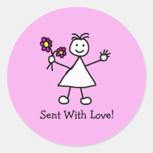 Cute Little Girl Sent With Love Classic Round Sticker