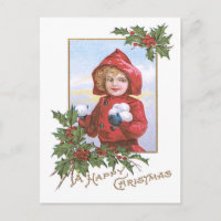Cute Little Girl Snowballs Holly