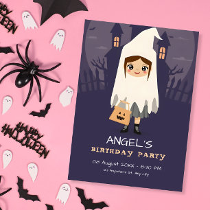 Cute Little girl spooky birthday Invitation