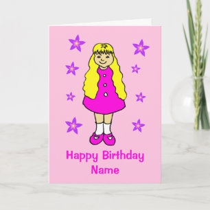 Cute Little Girl Stars Birthday Card