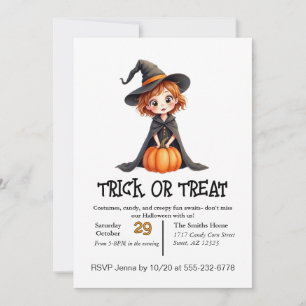 Cute Little Girl Trick Or Treating  Invitation