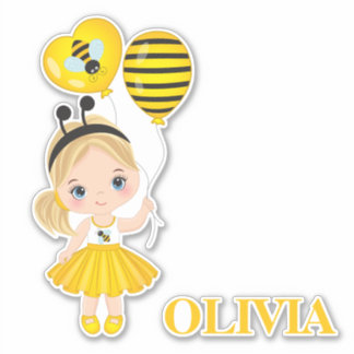 Cute Little Girl with Air Balloons Vinyl Sticker