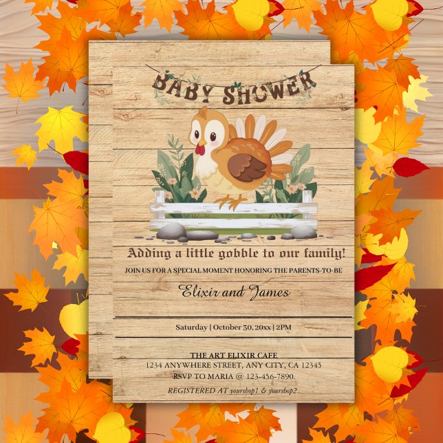 Cute Little Gobble Turkey Baby Shower Invitation (Creator Uploaded)