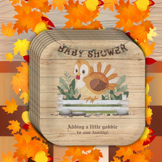 Cute Little Gobble Turkey Baby Shower Paper Plate (Creator Uploaded)