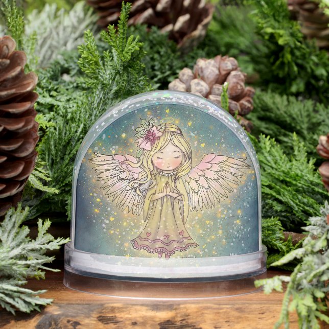 Cute Little Golden Angel Art by Molly Harrison Snowglobe (Winter)