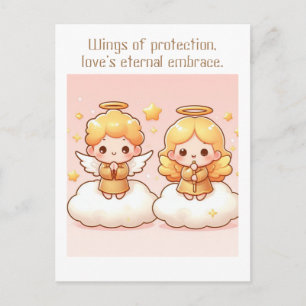 Cute little golden Guardian Angels Postcard