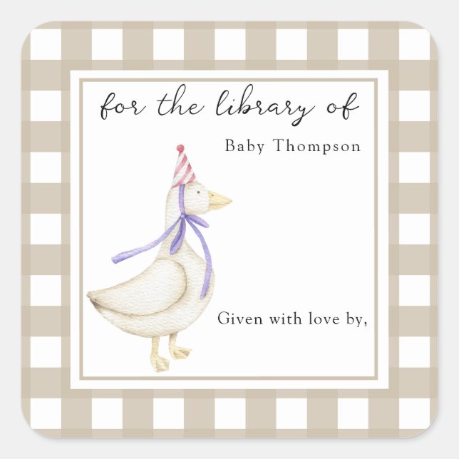 Cute Little Goose For the library of Square Sticker (Front)