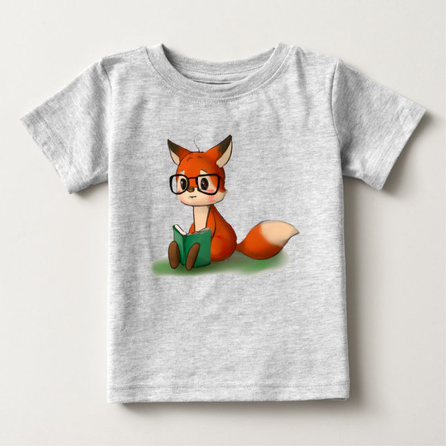 Cute Little Graphic Art Storybook Fox Animal Art   Baby T-Shirt (Front)