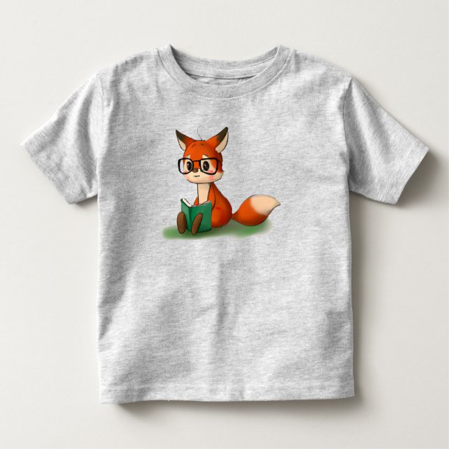 Cute Little Graphic Art Storybook Fox Animal Art Toddler T-Shirt (Front)