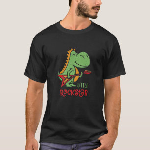 Cute Little Green Dino Rockstar T-Shirt