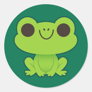 Cute Little Green Frog Classic Round Sticker