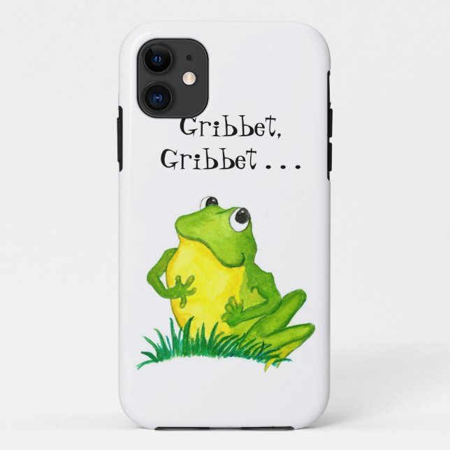 Cute Little Green Frog on White Case-Mate iPhone Case (Back)