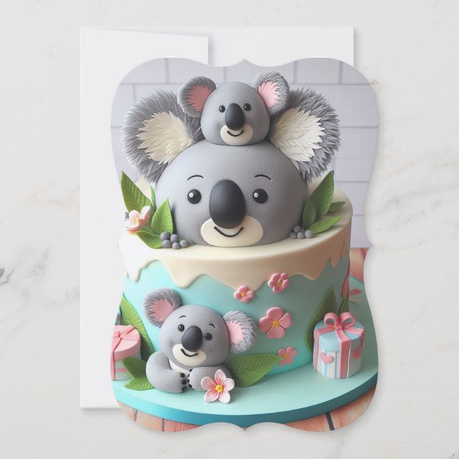 CUTE LITTLE GREY KOALA LAYER CAKE (Front)